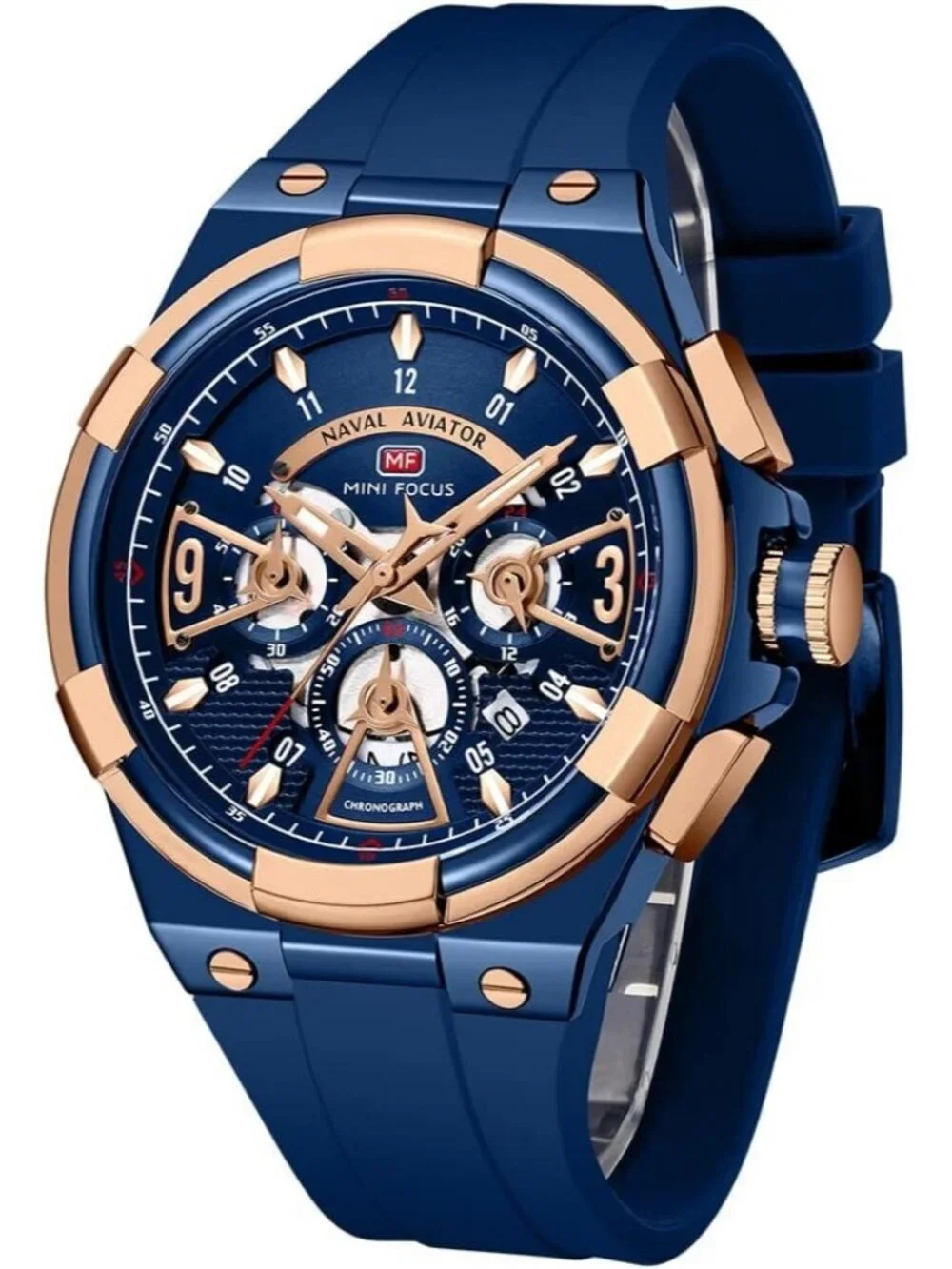 Men's Blue And Rose Analog Waterproof Chronograph Classic Stylish Casual Watch